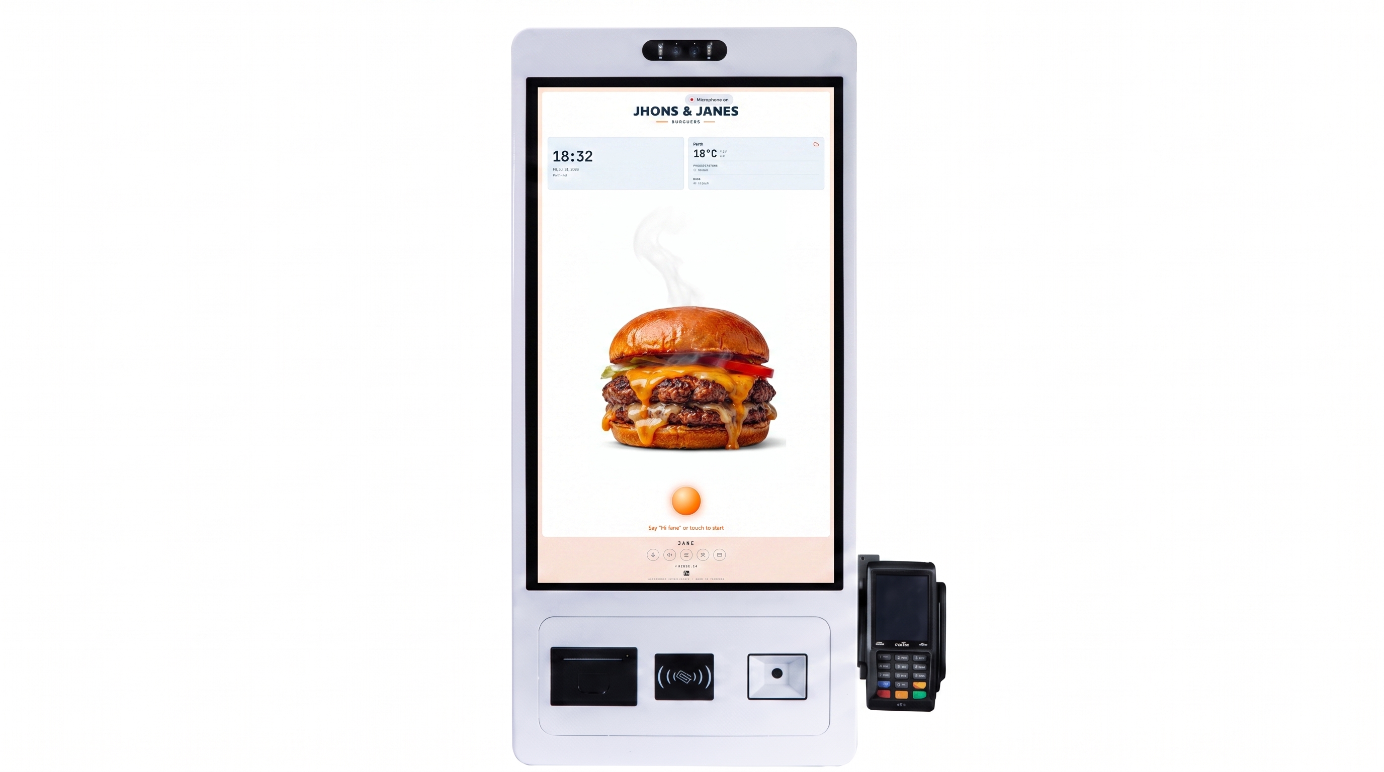 KIOSK.i4 running the light Jhons & Janes brand, attendant Jane